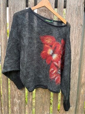 Troubadour Anthro Off Shoulder Felted Mohair Blend Sweater Art To Wear Sz Small